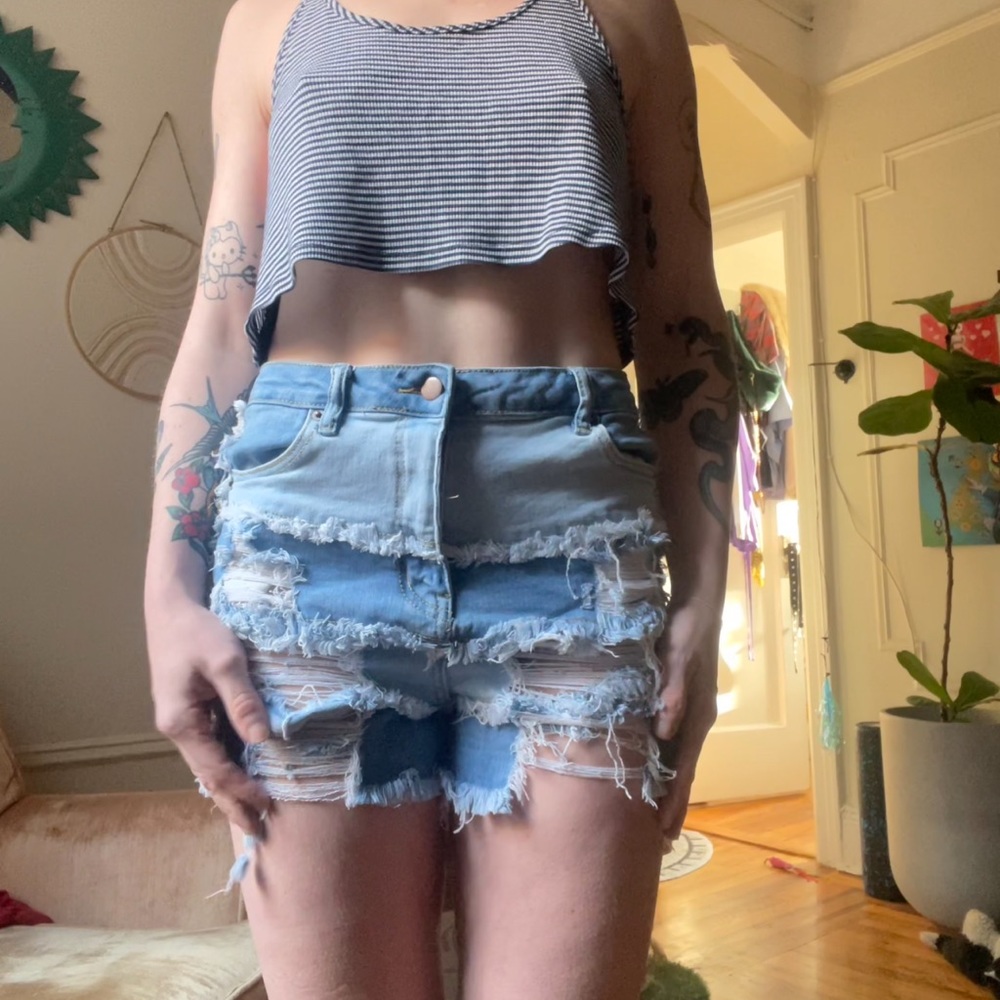 Patchwork Denim Shorts